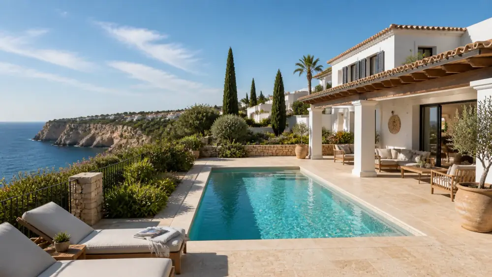 Villa com piscina renovada em Carvoeiro com terraço em pedra clara