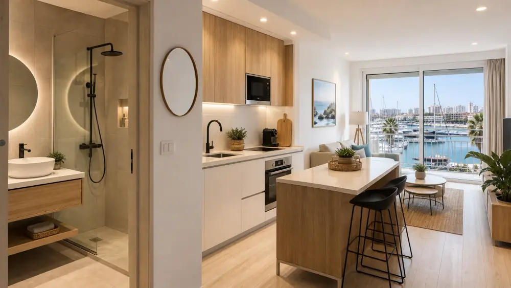 Apartamento renovado junto à Marina de Portimão com cozinha compacta premium