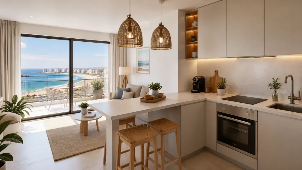 Apartamento remodelado na Praia da Rocha com varanda vista mar