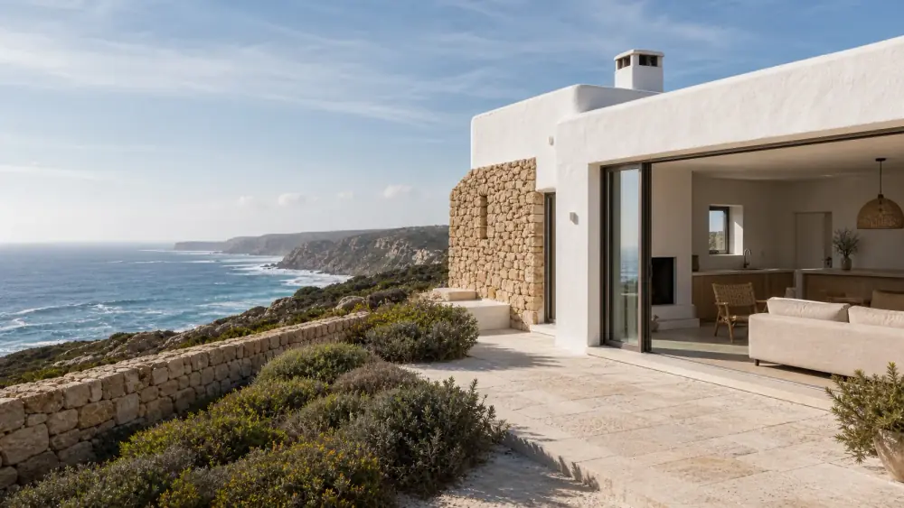 Casa costeira renovada em Sagres com fachada resistente ao salitre