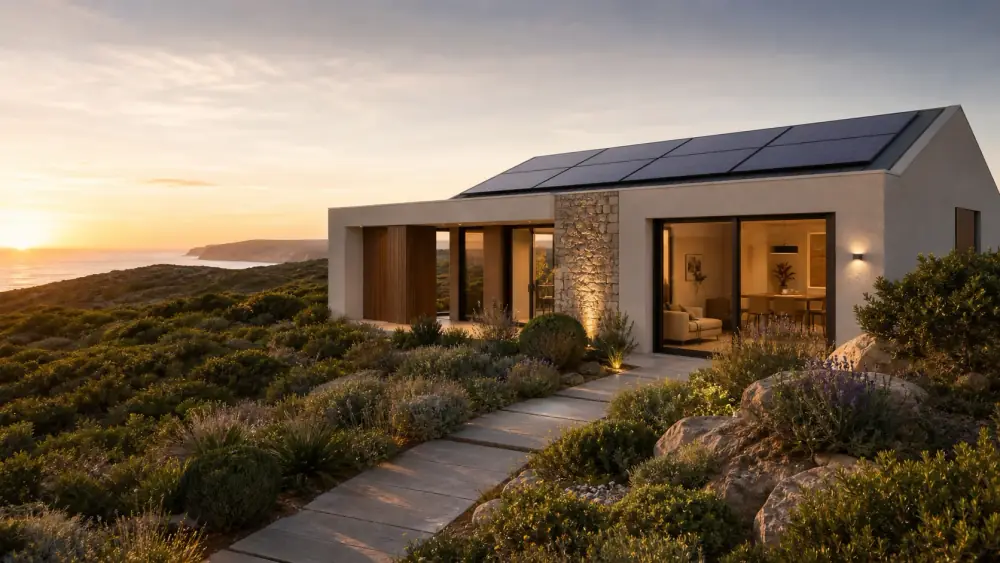 Casa renovada eficiente em Sagres com painéis solares discretos