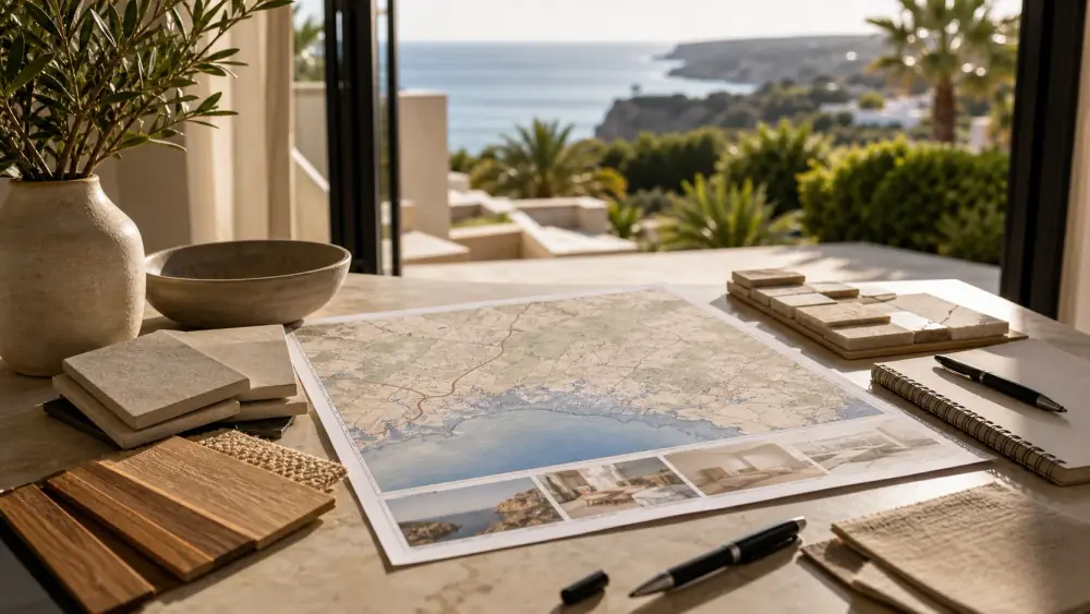 Mapa e plano para comprar casa antiga e renovar no Algarve